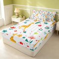 thumbnail image 3 of Erosebridal Kawaii Giraffe Zipper Queen Comforter Set with Fitted Sheet and 2 Pillowcases, Cute Animal Blossom Zipper Bedding Set, Pink Reversible, Mustard Yellow Giraffe, Pink Reversible, 3 of 7