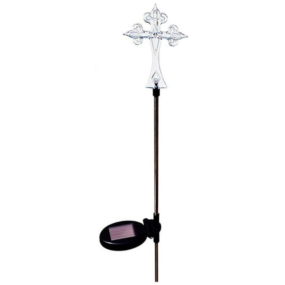 Solar Cross Garden Lights - 2 Pack Outdoor Landscape Stake - Decorative Pathway Lighting - Dusk to Dawn - Energy Saving - Weather Resistant