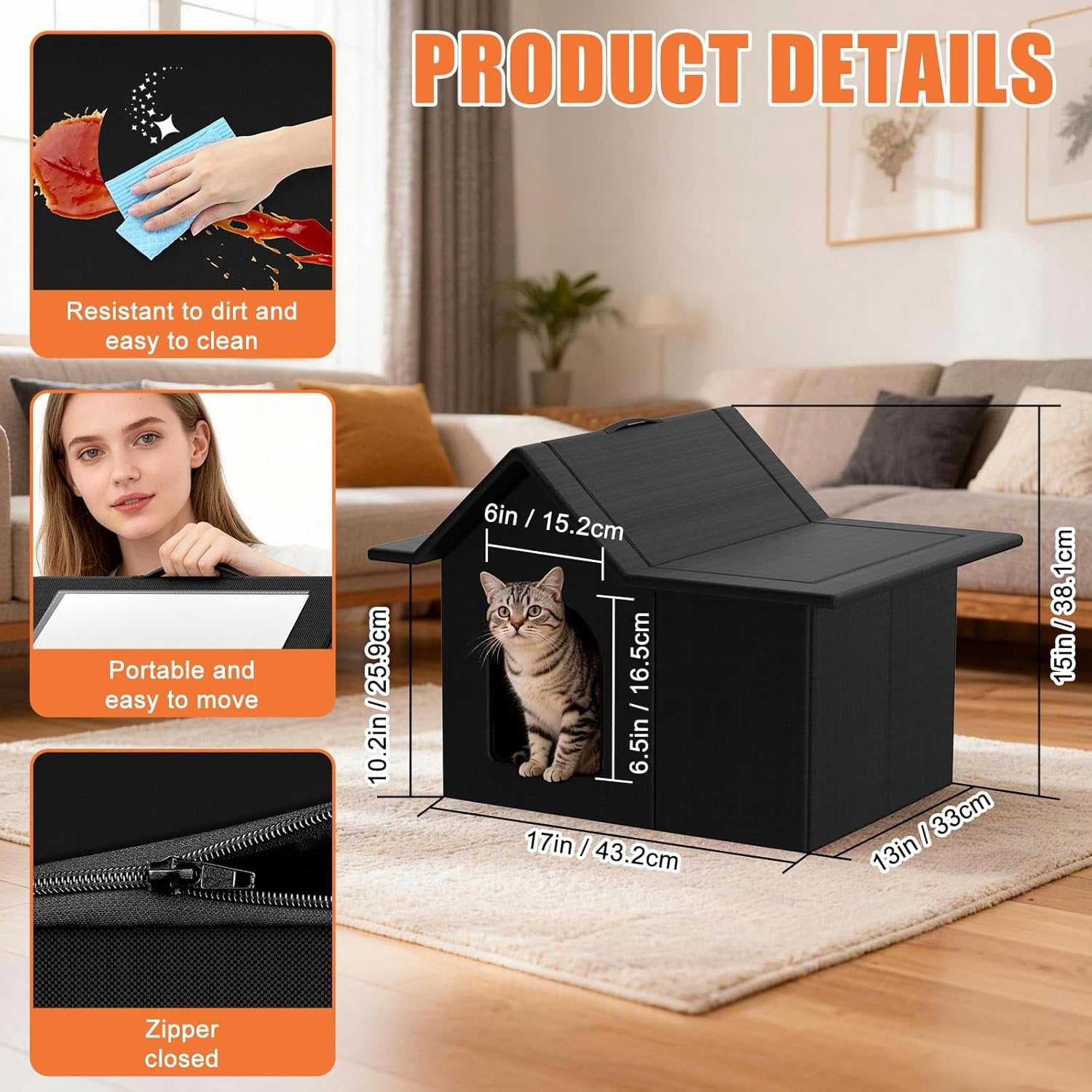 Outdoor  House, Weatherproof Pet Shelter for Cats, Durable  Bed for Outdoor Indoor, Easy Assembly