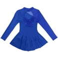 thumbnail image 4 of LiiYii Lyrical Womens Adult Figure Ice Skating Dress Long Sleeve Gymnastic Ballet Leotard Dance Wear Royal Blue XL, 4 of 7