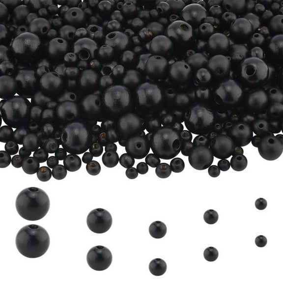 Natural Wood Beads Dyed Round Black 800pcs/set 1Set