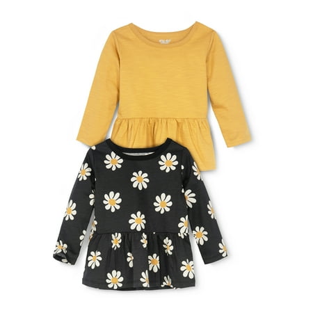 

Little Star Organic Toddler Girl 2 Pk Long Sleeve Peplum Tops Size 12 Months - 5T