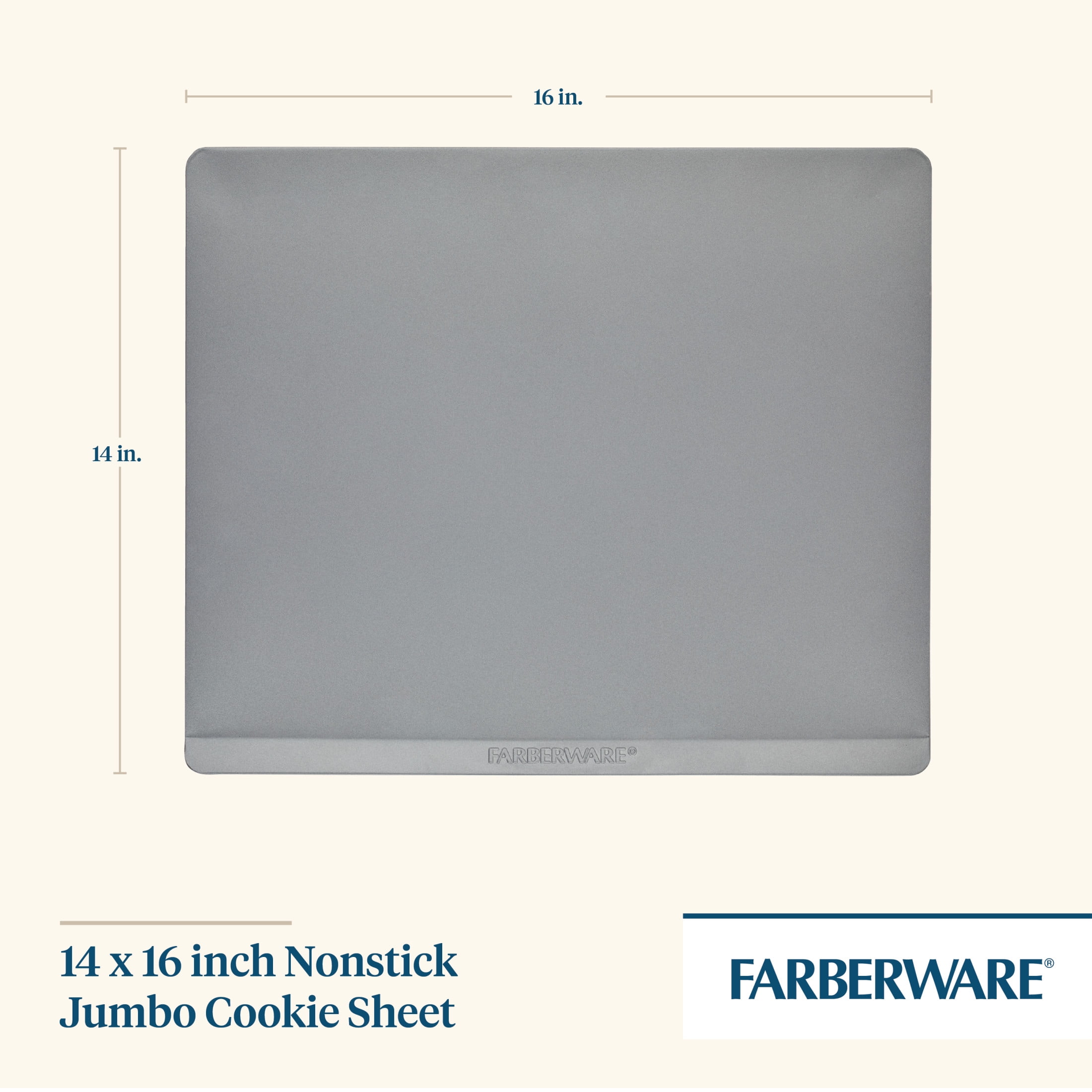 Farberware GOLDENBAKE 15.5x20 Inch Nonstick Jumbo Cookie Sheet, Dishwasher Safe and Oven Safe to 450°F, Light Gray