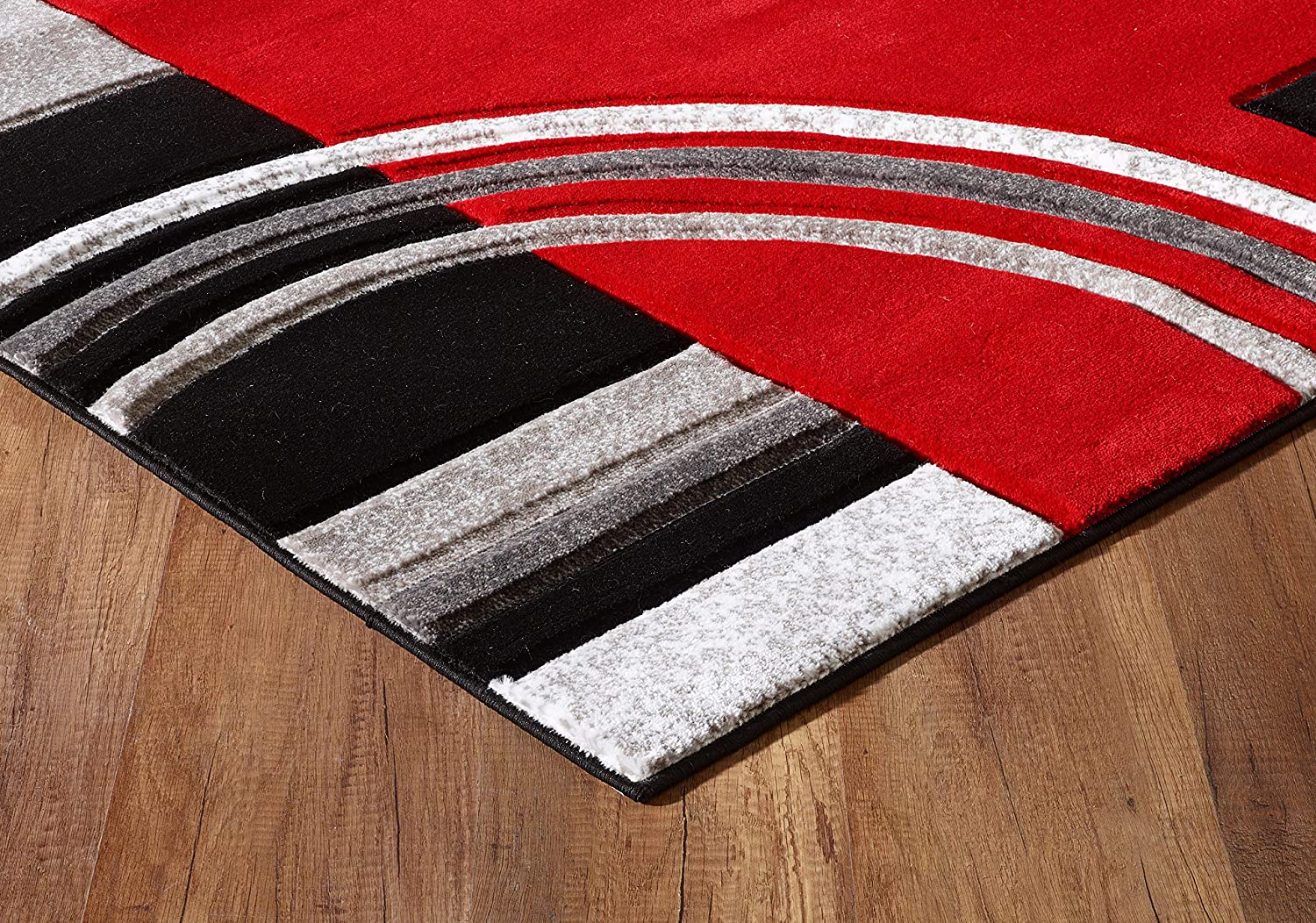 GLORY RUGS Area Rug Modern 2x7 Red Soft Hand Carved Contemporary Floor