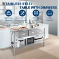 thumbnail image 4 of Table de Préparation en Acier Inoxydable Robuste avec 3 Tiroirs et Tablette Ajustable, Établi Commercial à 2 Niveaux avec Porte-Essuie-Tout, 1460 Lb pour Restaurant Cuisine Service Alimentaire, 150 180 cm, 4 of 7