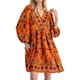 thumbnail image 1 of Vestido Corto Estampado de Larga con Cuello en V para Mujer, Estilo Bohemio Informal y Holgado, Ideal para la Playa. Naranja XXL, 1 of 9