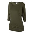 thumbnail image 1 of Matchstick Women's 3/4 Sleeve Basic Drape Top with Side Shirring, 1 of 4