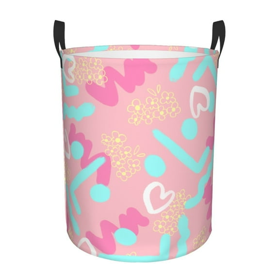 ZICANCN Laundry Basket Organizer, Smiling Face Graffiti Pattern Collapsible Hamper for Bathroom Bedroom Laundry Room, Small Size