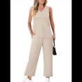 thumbnail image 1 of Conjuntos de Dos Piezas para Mujer, Conjuntos de Verano, Conjuntos de Estar por Casa, Blusas de Cuello Alto, Pantalones Cortos de Pierna Albaricoque XXL, 1 of 8