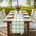 thumbnail image 4 of Green White Plaid Abstract Art Table Runner for Dining Table, Decorative Table Linen for Kitchen, Dining Room Tabletop Décor, Machine Washable, 13"x72", 4 of 9