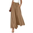 thumbnail image 5 of Gomelly Ladies Trousers Cotton Linen Palazzo Pant Loose Fit Pants Women Casual Holiday Bottoms High Waist Khaki XS, 5 of 8