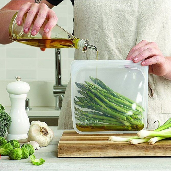 Stasher Reusable Silicone Sandwich, Food Storage u0026 Cooking Bag - Rose Quartz  - Walmart.com