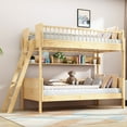 thumbnail image 2 of Euroco Wood Twin Size Bunk Bed with Storage Shelves, Natural, 2 of 13