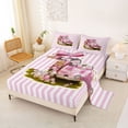 thumbnail image 2 of Erosebridal Cartoon Pink Car Queen Sheet Sets,Happy Easter Eggs Modern Geometric Lines Bed Set For Kids Girls 4pcs, 2 of 6
