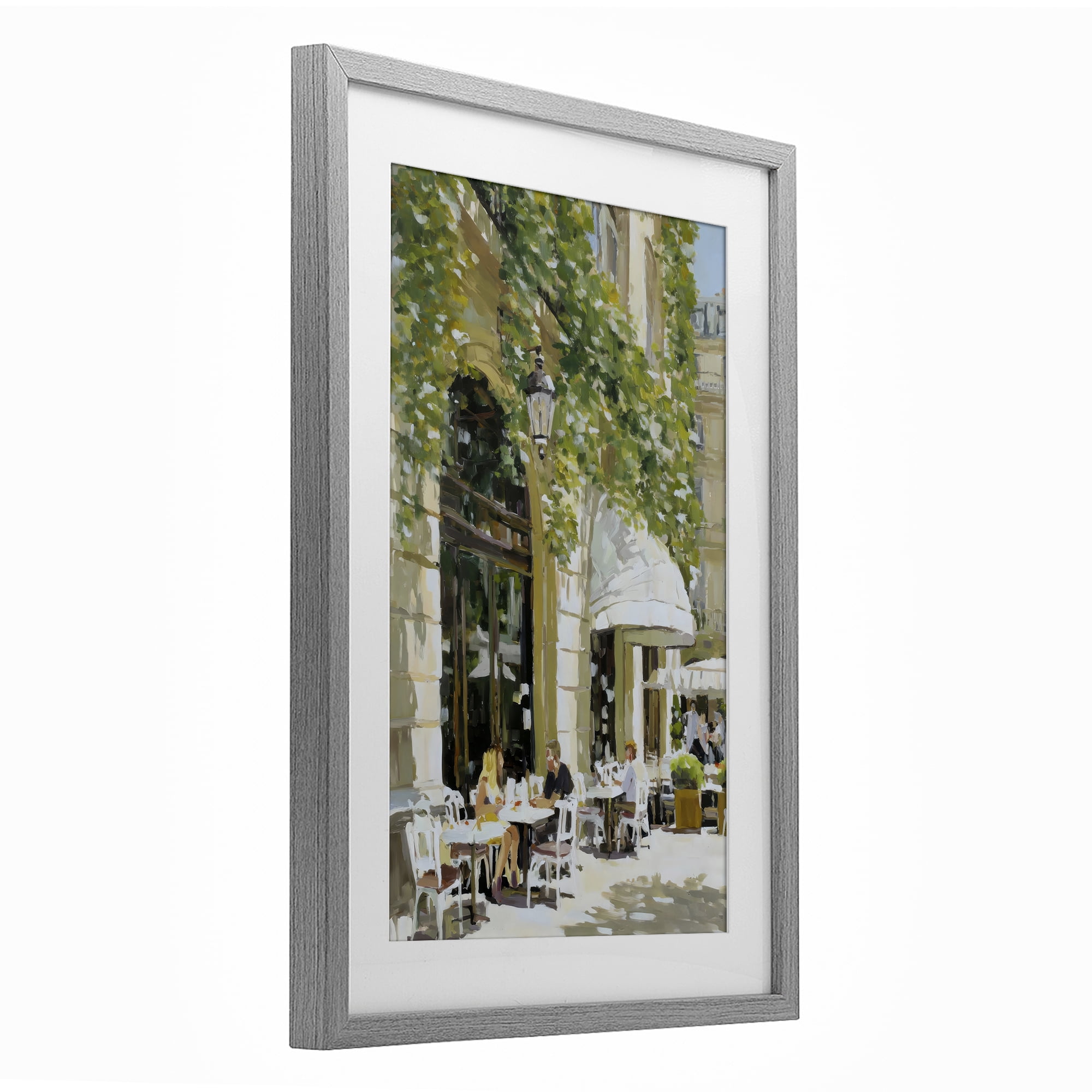Stupell Industries Sunny Day Cafe Terrace Gray Framed Print Under Glass, design by Petal Prints Design