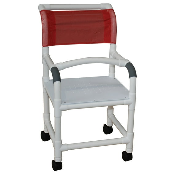 MJM International 118-3TW-F-LSB-18 Shower Chair Flatstock Seat with Drain holes and Lap Security Bar