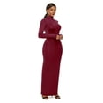 thumbnail image 3 of Women's Mock Neck Long Sleeve Maxi Slim Dress 80% Polyester 20% Spandex with Comfortable Stretch and Sleek Silhouette, 3 of 28