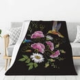 thumbnail image 1 of Floral Throw Blankets All Season Ultra Soft Warm Humming Bird And Flowers, 1 of 9