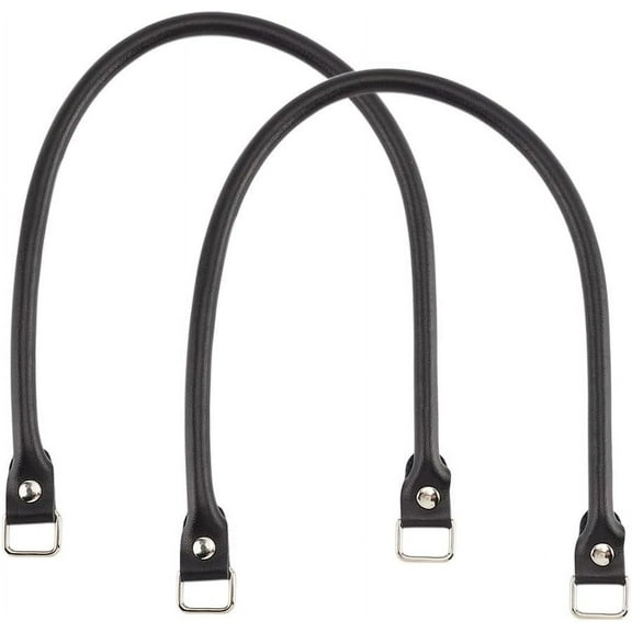 2Pcs Black Genuine Leather Bag Handles 60cm(23.6inch) Purse Straps with Platinum Clasp Cowhide Leather Replacement Straps for Handbag Replacement Accessories DIY Bag Clutches Black