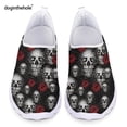 thumbnail image 1 of Doginthehole - Zapatos planos de malla para mujer, mocasines con estampado de calavera rosa, zapatillas ligeras góticas para correr para mujer, novedad, 1 of 5