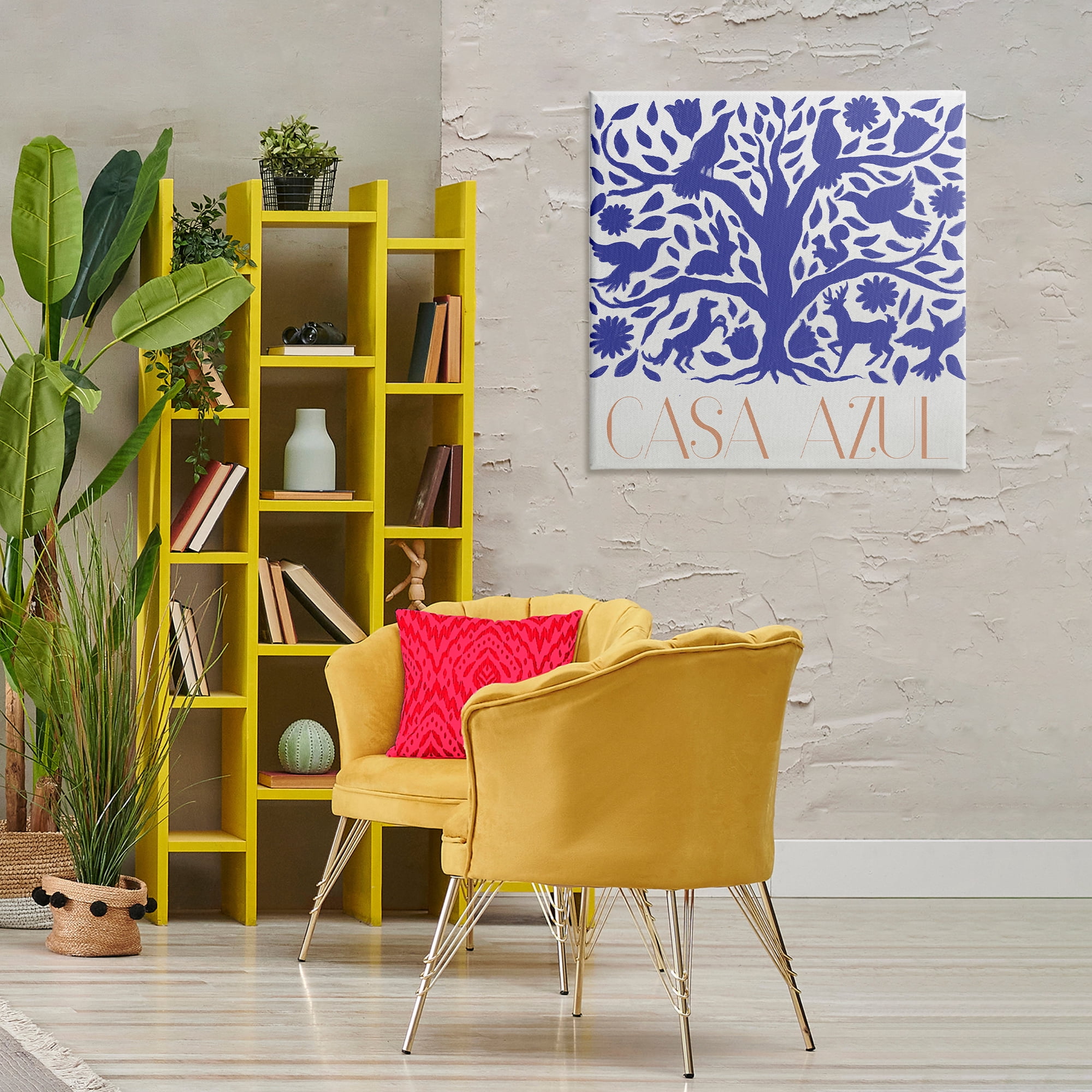 Stupell Industries Casa Azul Árbol y Animales Animals Painting Wrapped Canvas Art Print Wall Art, 30 x 30