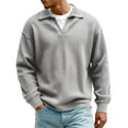 thumbnail image 6 of Dresfit Waffle Sweatshirt Men Long Sleeve Quarter Zip Sweater 2026 Spring Big and Tall Mock Neck Pullover with Pockets Zipper Color Block Half Zip Sweatshirts Gray 2XL, 6 of 6