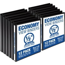 Samsill Economy .5" Round Ring Binder, Black, Customizable, 12 Pack