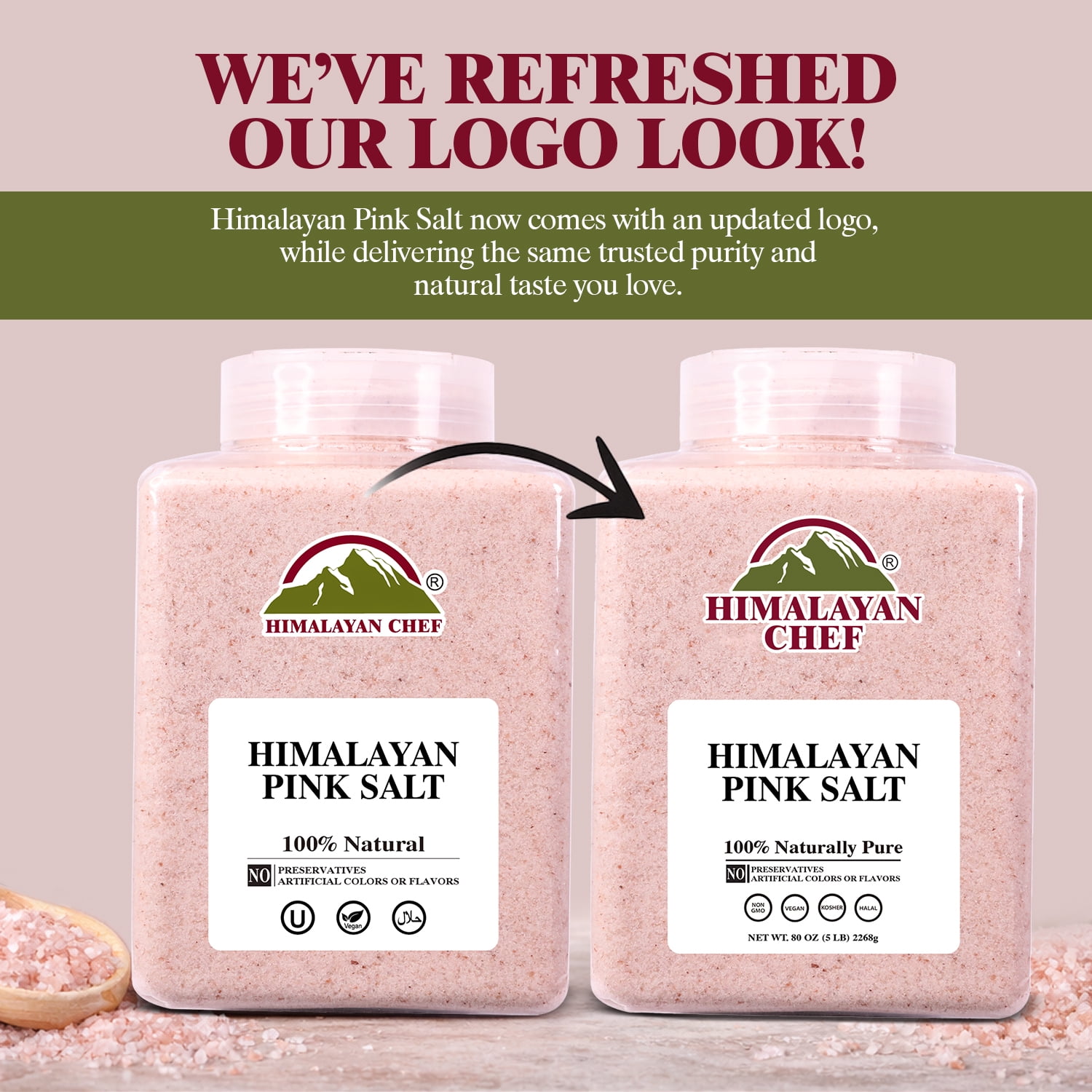 Himalayan Chef Pink Salt – Fine Grain, All Natural, 5 lbs, Pack of 2, No  Allergens