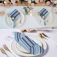 thumbnail image 3 of Cloth Napkins Set of 6 - 20x20 Inches, Blue Green Striped Washable Reusable Table Napkins, Colorful Abstract Vertical Lines Art Soft & Absortbent Dining Napkin for Party Wedding Hotel Restaurant, 3 of 9
