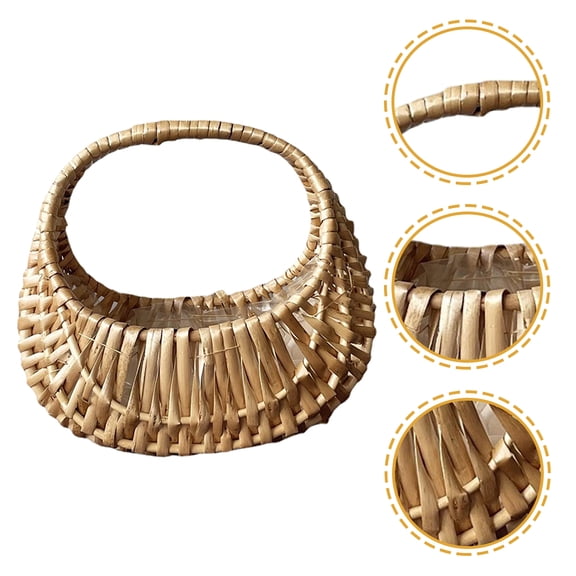 ULTNICE Hand-Made Basket Front Door Basket Woven Material Khaki 1Pack