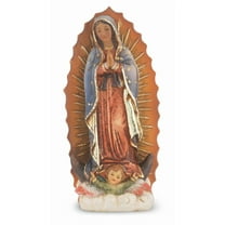 Hand Painted Resin Catholic Our Lady of Guadalupe Statue with Prayer Card, 4 Inch