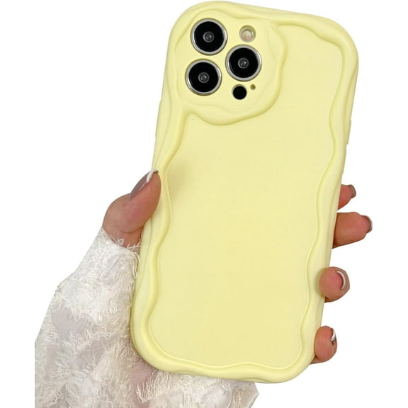Compatible with iPhone 13 Pro Max for Women/Girls, Cute Candy Curly Wavy Soft Silicone Bumper Protective Cover for iPhone 13 Pro Max, Yellow