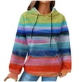 thumbnail image 2 of Cxenplz Womens Waffle Knit Hoodie Oversized Bohemia Fashion Multicolored Sweatshirt Casual Drawstring Pullover Tops with Pockets, 2 of 6