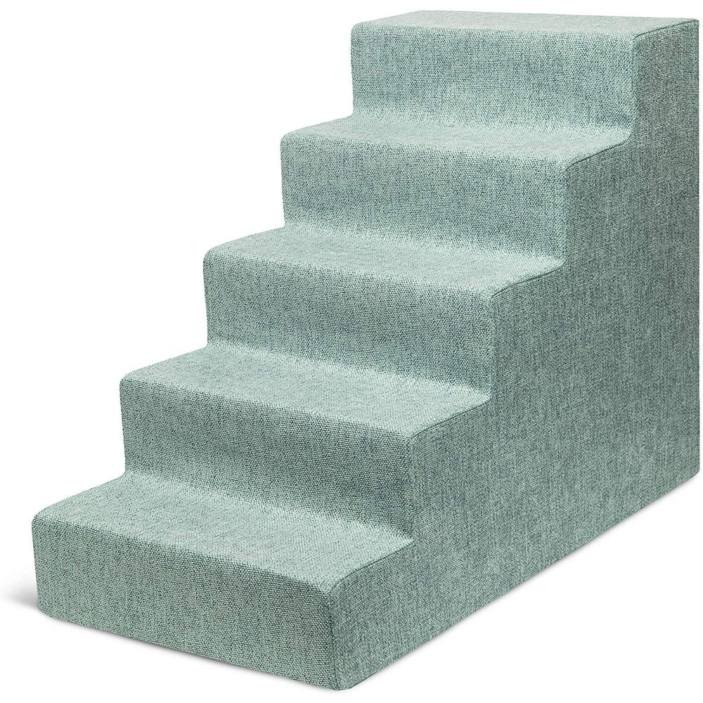 Best Pet Supplies 5Step Stairs with CertiPURUS Certified Foam for Dogs & Cats, Pale Teal, 22.5