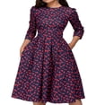thumbnail image 1 of Femmes Vintage A-Line Robe Tunique Longue Sans Manches Robe Florale, 1 of 6
