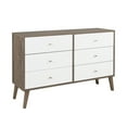 thumbnail image 4 of Prepac Milo Mid-Century 6 Drawer Wooden Dresser, 16" x 52.25" x 33", Brown/White, 4 of 12
