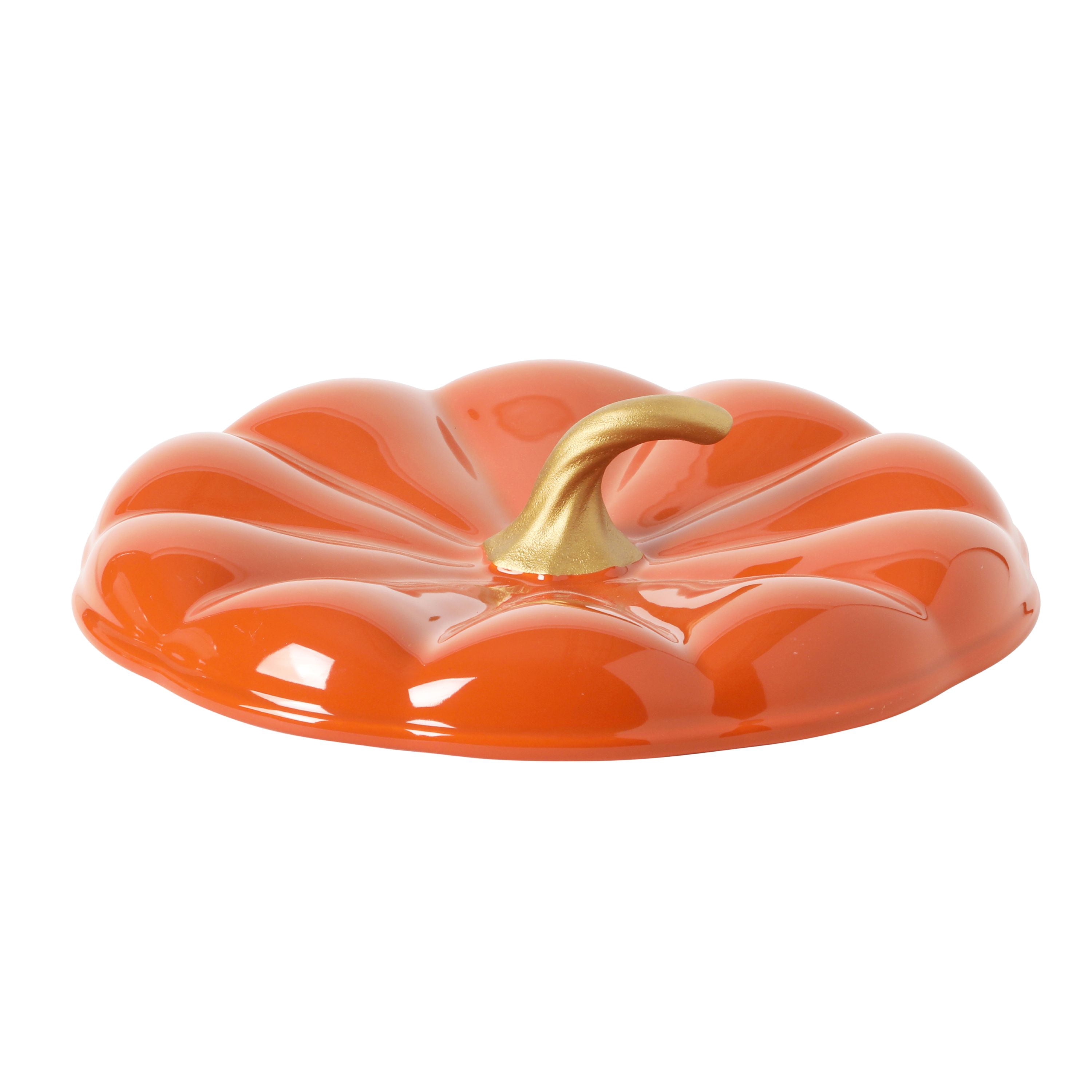 The Pioneer Woman 10-Inch Orange Stoneware Pumpkin Pie Dish with Lid