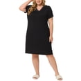 thumbnail image 2 of Unique Bargains Women's Plus Size Nightgown V Neck Pajama Sleepwear Dress, 2 of 6