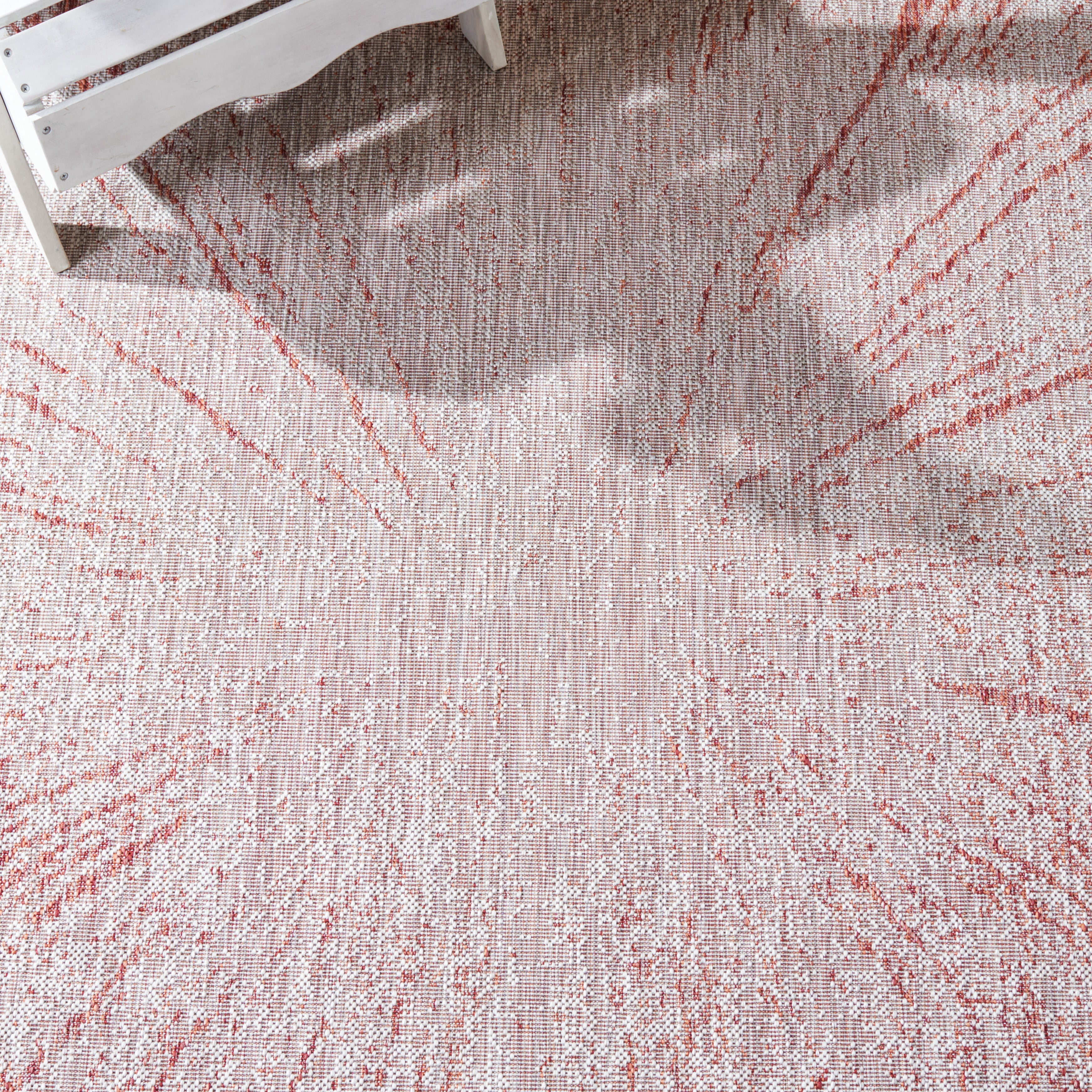 SAFAVIEH Courtyard Jaymz Radiant Indoor/Outdoor Runner Rug, Beige/Red, 2'3" x 8'