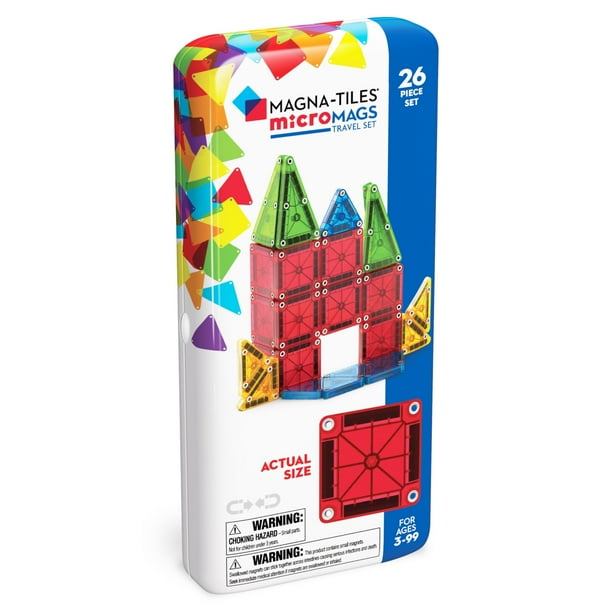 Set de construcción MAGNA-TILES MicroMags de 26 piezas con caja de hojalata