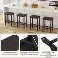 thumbnail image 5 of Costway Rubber Wood Tufted Counter Height Stool with Footrest, Brown & Black (Set of 2), 5 of 8