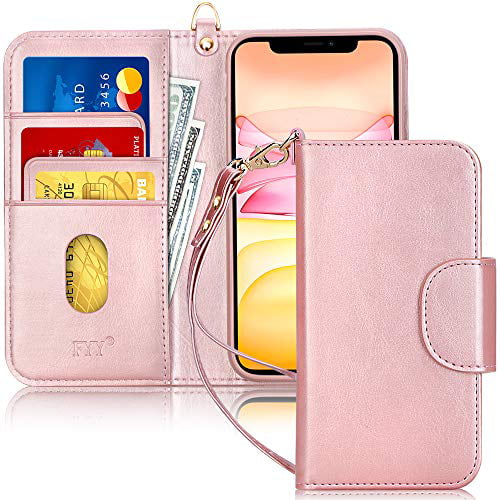 iPhone XR Case 2018 fyy iPhone XR Wallet Case Premium Leather Protector Cover with Card Slots Rose Gold Kickstand Flip Case for Apple iPhone XR 6.1 Inch