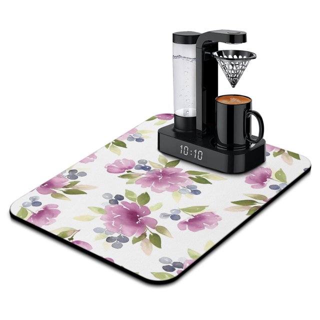 Spring/Summer Floral Dish Drying Mat - Essential Kitchen Accessory - Ultra Absorbent and Stylish