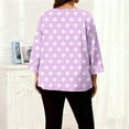 thumbnail image 4 of Womens Plus Size T-Shirts Crew Neck 3/4 Sleeve Shirt Fashion Polka Dots Tops Dressy Casual Pleated Blouses Spring Summer 2026, 4 of 6