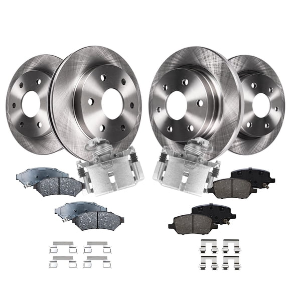 Detroit Axle - Front and Rear Disc Brake Rotors Pads   Calipers w/Bracket Kit Replacement for Chevrolet Uplander Buick Terraza Montana Relay