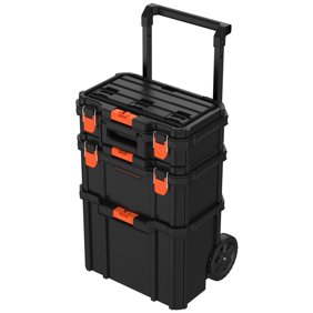 BLACK DECKER Rolling Tool Box, Stackable Storage System | 3 Piece Set (BDST60500APB)