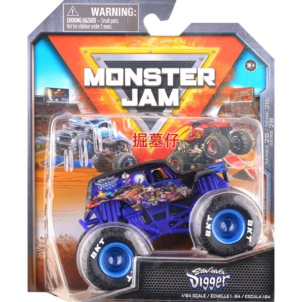 Camión de juguete de aleación fundida a escala 1:64 Monster Mutt Jam Grave Digger Monster Truck para niños todoterreno