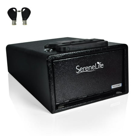 SereneLife SLSFE26PS - Electronic Firearm Gun Safe - Pistol Security Box with Mechanical Override, Includes Keys