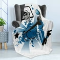 thumbnail image 4 of Teen Room Soft Flannel Fleece Throw Blanket, Silhouette of Basketball Player Jumping Success Stars Illustration, Cozy Plush for Indoor and Outdoor Use, 70" x 90", Black and Violet Blue, by Ambesonne, 4 of 5