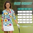 thumbnail image 7 of Uorisanigo Colorful Flower Women's Golf Top Comfortable Polyester Spandex Fabric Moisture Wicking Casual Tennis Activewear Fashion Quarter Zip Workout Sports Outing Wear Size S, 7 of 7